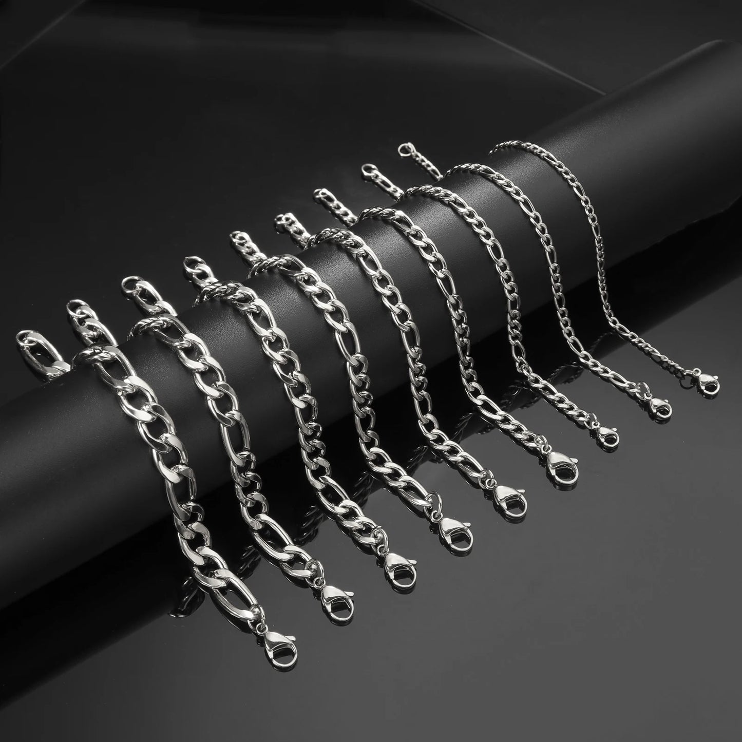 Teamer 3-10mm Wide Men's Cuban Chain Bracelet Women Stainless Steel Gold Color Minimalist Basic Figaro Chain Punk Jewelry Gift