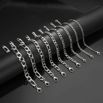 Teamer 3-10mm Wide Men's Cuban Chain Bracelet Women Stainless Steel Gold Color Minimalist Basic Figaro Chain Punk Jewelry Gift