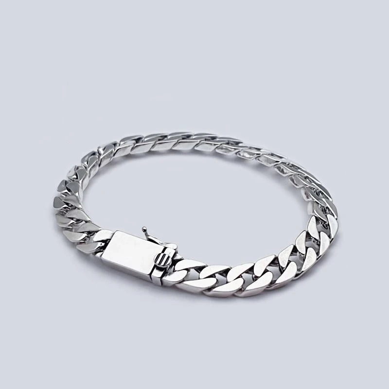 Solid S925 Sterling Silver Bracelet 7MM 8MM 10MM Punk Argent 925 Silver Jewelry Never Fade Men Jewelry Gifts Past Test