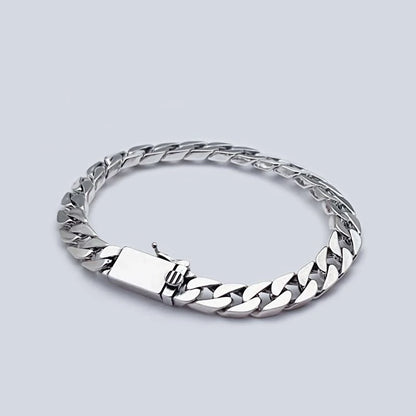 Solid S925 Sterling Silver Bracelet 7MM 8MM 10MM Punk Argent 925 Silver Jewelry Never Fade Men Jewelry Gifts Past Test