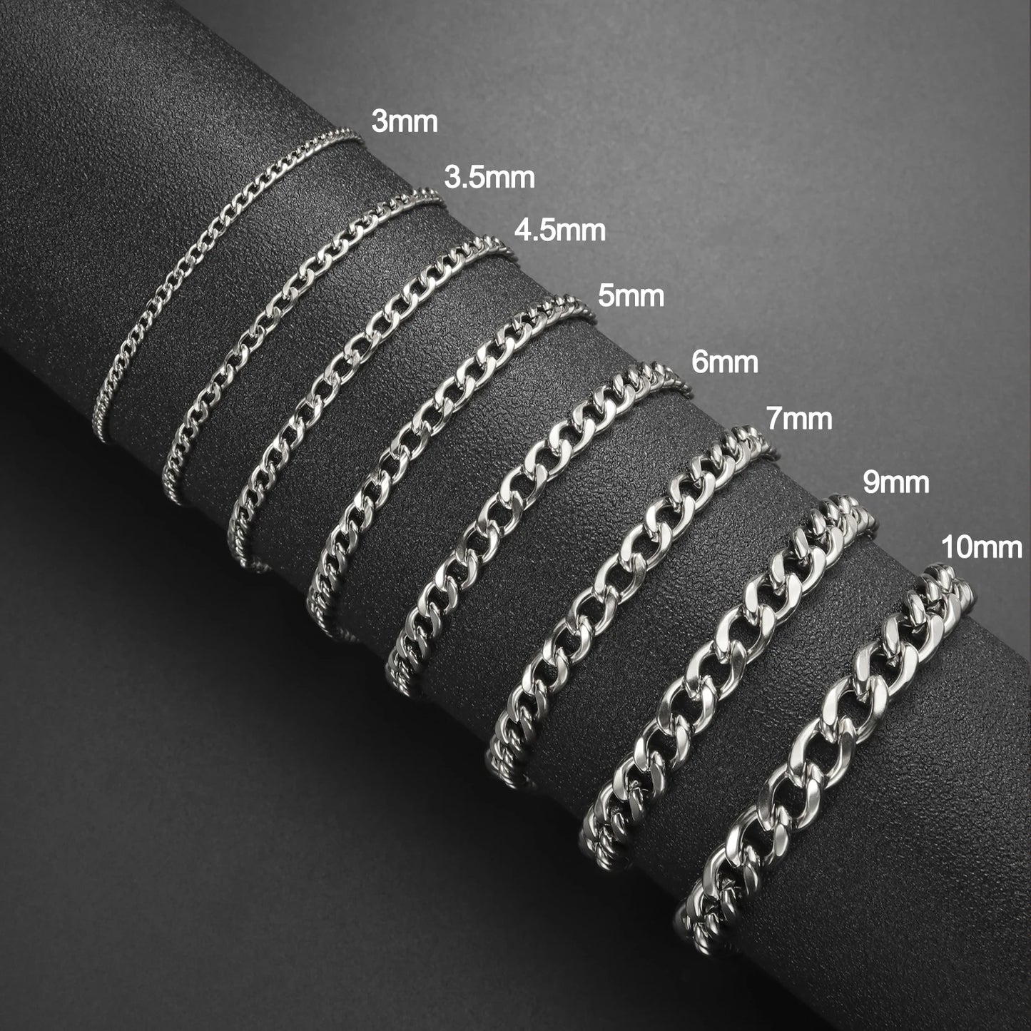 Teamer 3-10mm Wide Men's Cuban Chain Bracelet Women Stainless Steel Gold Color Minimalist Basic Figaro Chain Punk Jewelry Gift