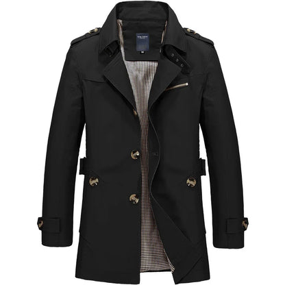 2026 Spring New Men's Army Green Lapel Jacket, Khaki Business Casual Coat, Blue and Black Autumn Windbreaker.