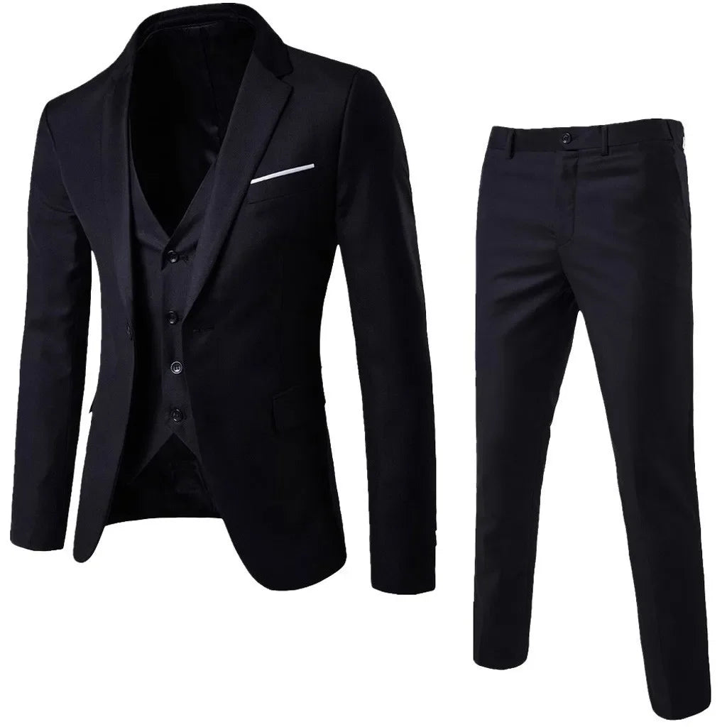 Men Suits For Business Wedding Blazers 2 Pieces 3 Sets Elegant Full Vest Pants Coats 2023 Formal Jackets