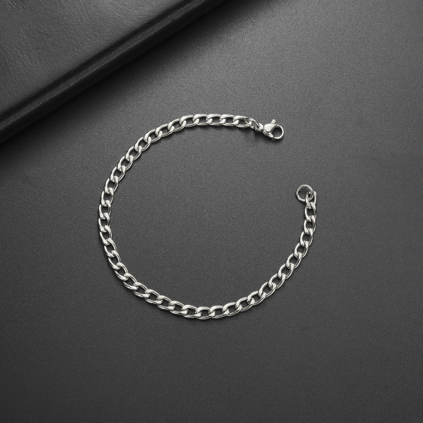 Teamer 3-10mm Wide Men's Cuban Chain Bracelet Women Stainless Steel Gold Color Minimalist Basic Figaro Chain Punk Jewelry Gift