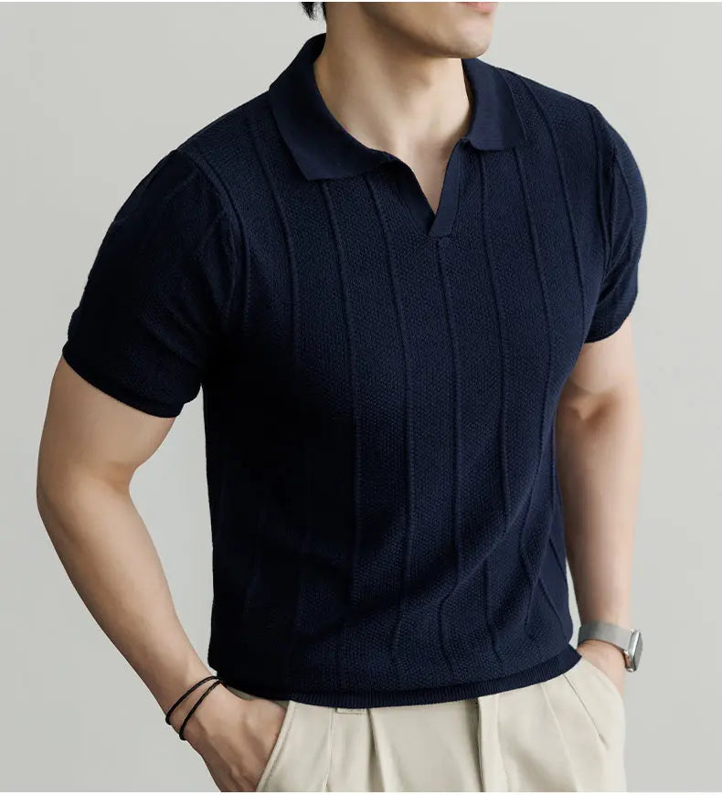 Premium European Knit V-Neck Polo