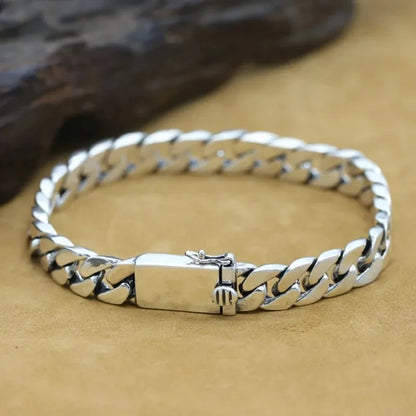 Solid S925 Sterling Silver Bracelet 7MM 8MM 10MM Punk Argent 925 Silver Jewelry Never Fade Men Jewelry Gifts Past Test