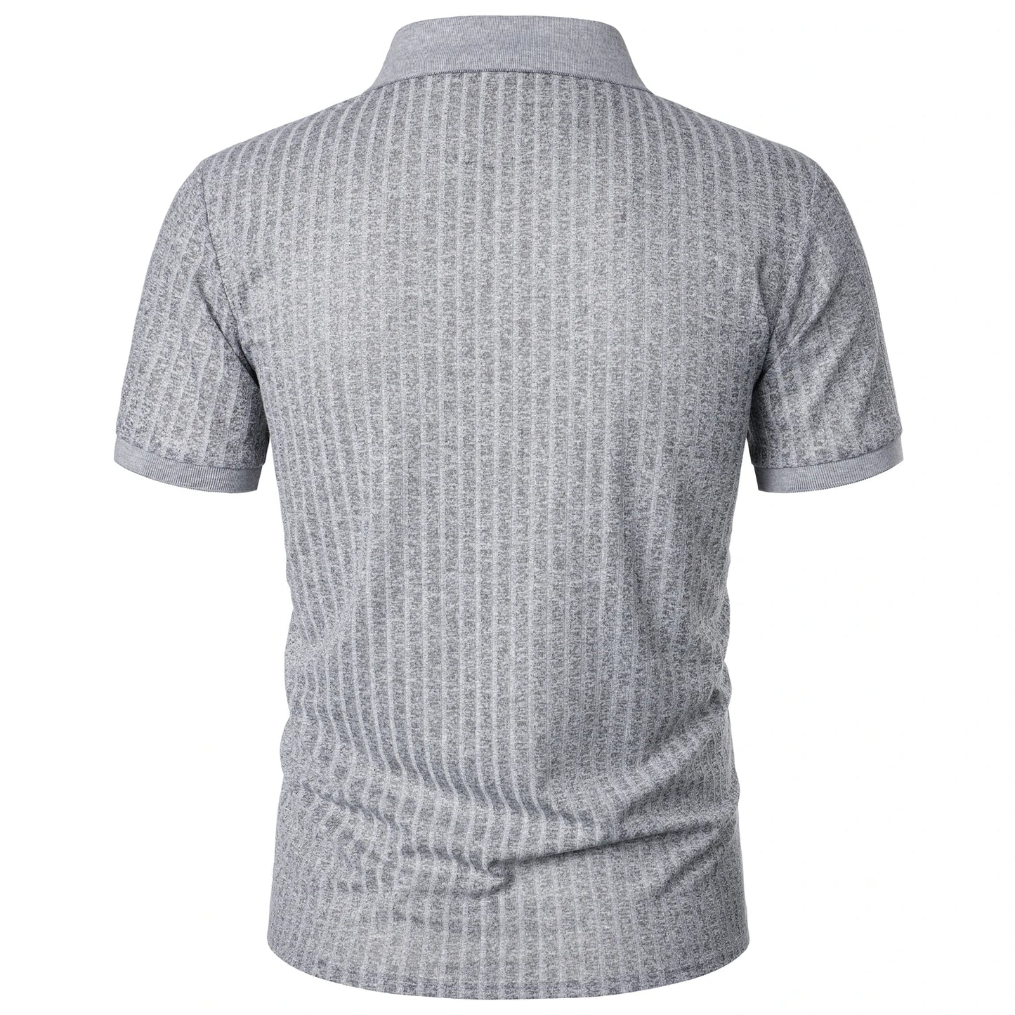 Men's running sports fitness wear summer high stretch vertical short-sleeved POLO shirt slim knit base shirt