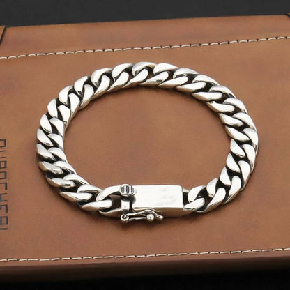 Solid S925 Sterling Silver Bracelet 7MM 8MM 10MM Punk Argent 925 Silver Jewelry Never Fade Men Jewelry Gifts Past Test
