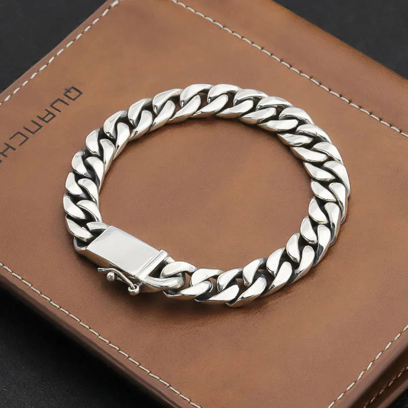 Solid S925 Sterling Silver Bracelet 7MM 8MM 10MM Punk Argent 925 Silver Jewelry Never Fade Men Jewelry Gifts Past Test