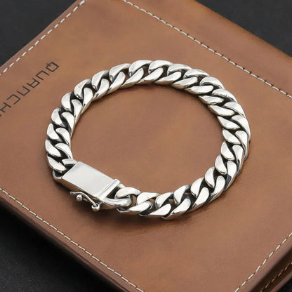 Solid S925 Sterling Silver Bracelet 7MM 8MM 10MM Punk Argent 925 Silver Jewelry Never Fade Men Jewelry Gifts Past Test