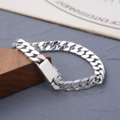 Solid S925 Sterling Silver Bracelet 7MM 8MM 10MM Punk Argent 925 Silver Jewelry Never Fade Men Jewelry Gifts Past Test