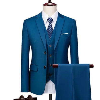Men Suits For Business Wedding Blazers 2 Pieces 3 Sets Elegant Full Vest Pants Coats 2023 Formal Jackets