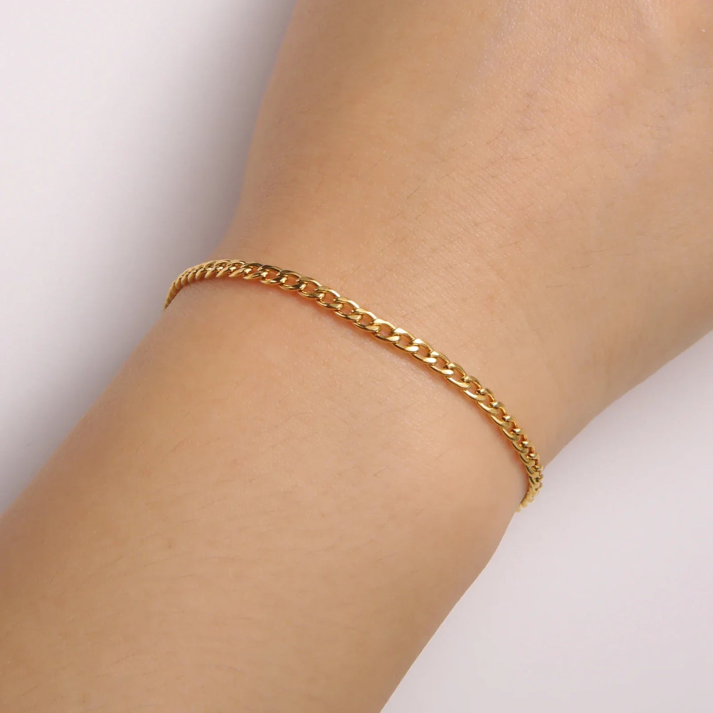 Teamer 3-10mm Wide Men's Cuban Chain Bracelet Women Stainless Steel Gold Color Minimalist Basic Figaro Chain Punk Jewelry Gift