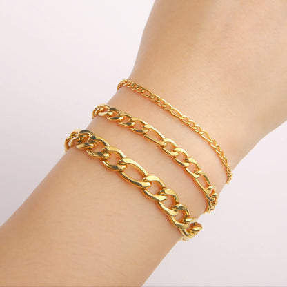 Teamer 3-10mm Wide Men's Cuban Chain Bracelet Women Stainless Steel Gold Color Minimalist Basic Figaro Chain Punk Jewelry Gift