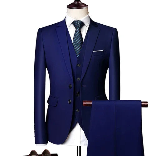 Men Suits For Business Wedding Blazers 2 Pieces 3 Sets Elegant Full Vest Pants Coats 2023 Formal Jackets