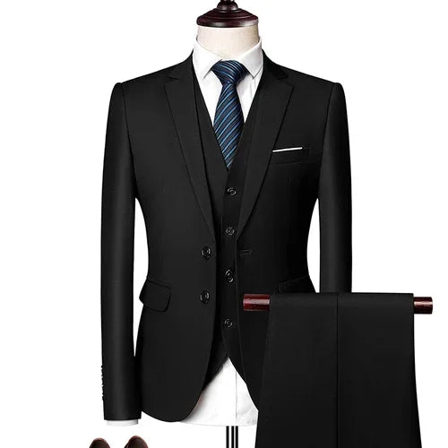 Men Suits For Business Wedding Blazers 2 Pieces 3 Sets Elegant Full Vest Pants Coats 2023 Formal Jackets