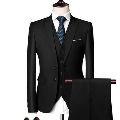 Men Suits For Business Wedding Blazers 2 Pieces 3 Sets Elegant Full Vest Pants Coats 2023 Formal Jackets