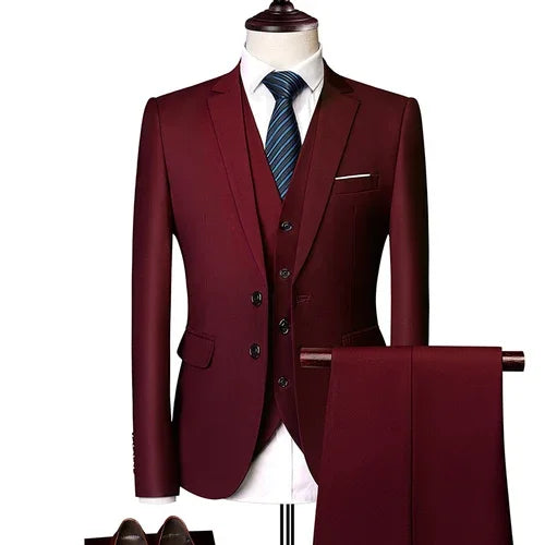 Men Suits For Business Wedding Blazers 2 Pieces 3 Sets Elegant Full Vest Pants Coats 2023 Formal Jackets