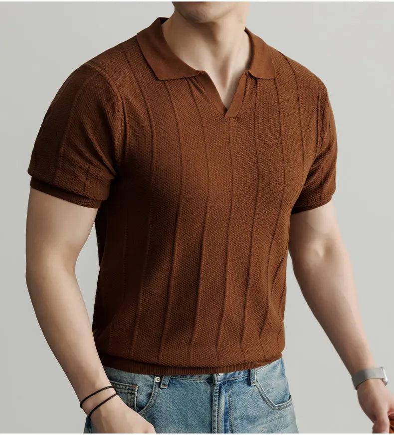 Premium European Knit V-Neck Polo