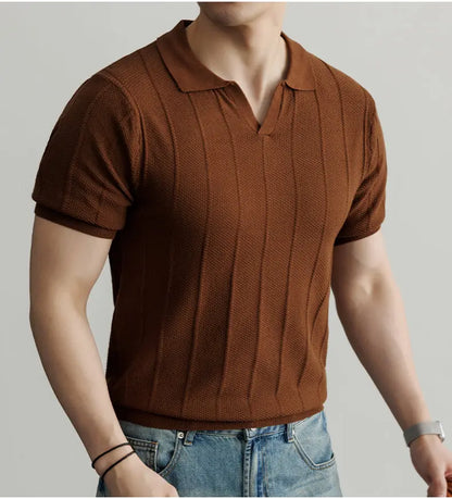 Premium European Knit V-Neck Polo