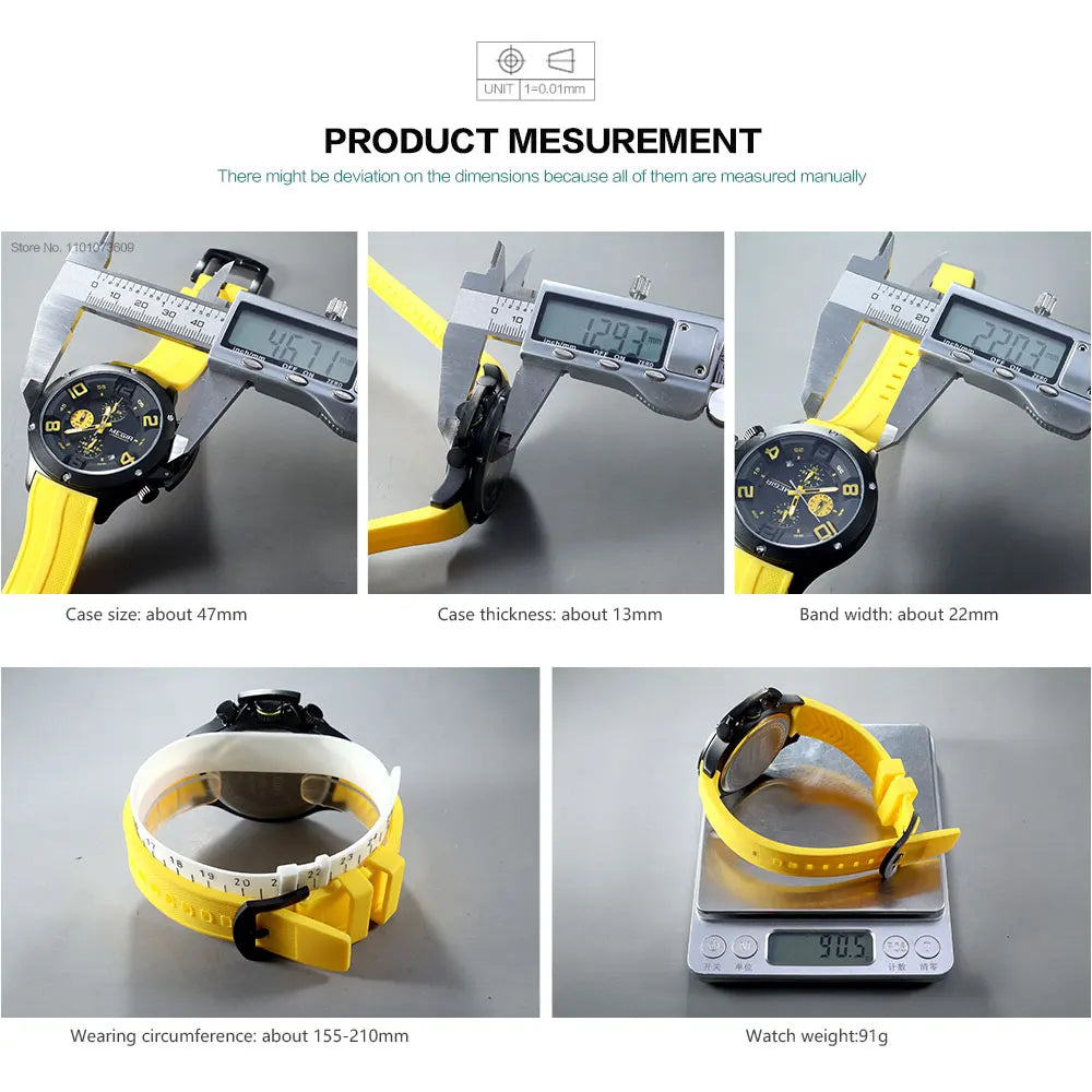 MEGIR Military Sport Quartz Watch Men Fashion Waterproof Wristwatch with Silicone Strap Luminous Hands Date Chronograph Black