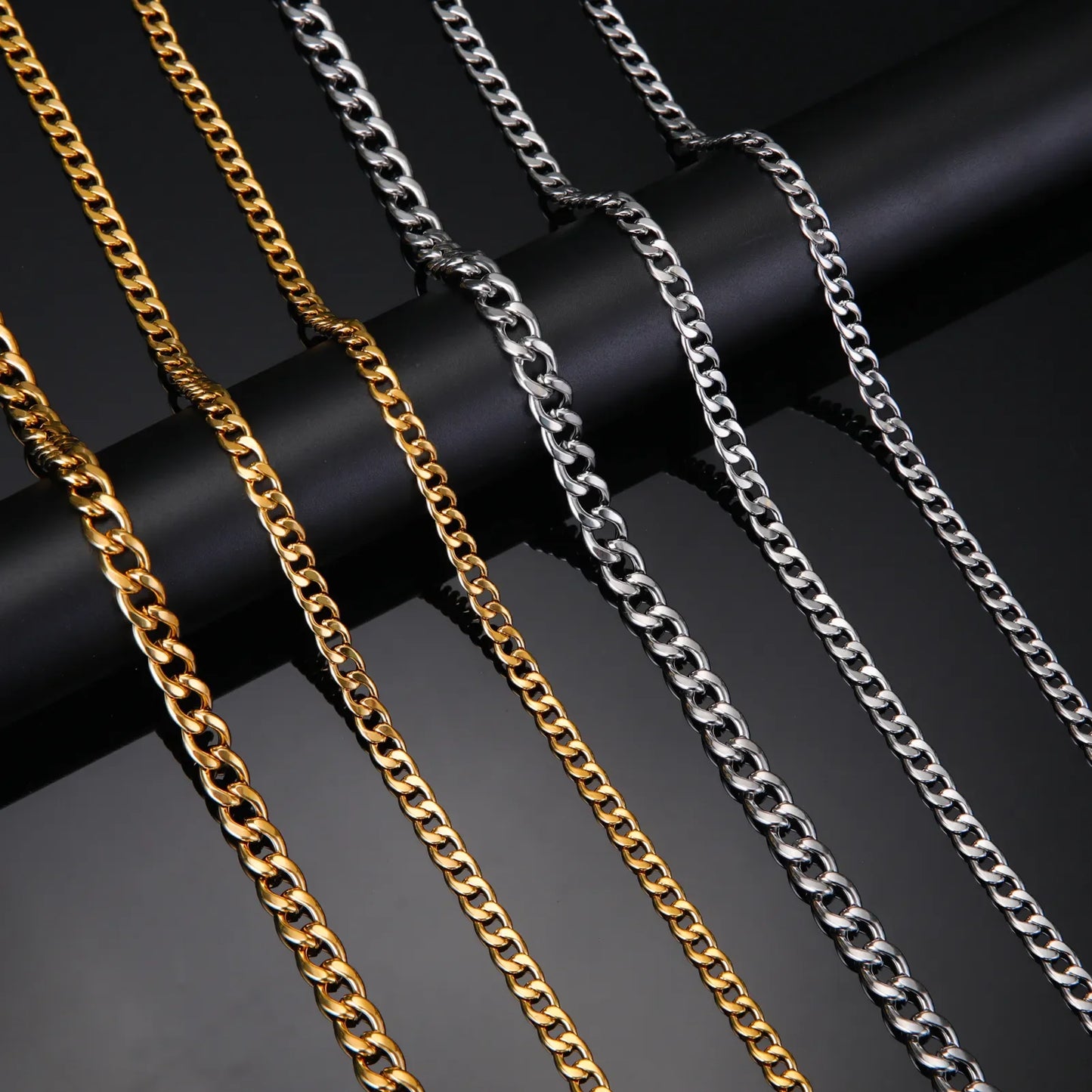 Teamer 3-10mm Wide Men's Cuban Chain Bracelet Women Stainless Steel Gold Color Minimalist Basic Figaro Chain Punk Jewelry Gift