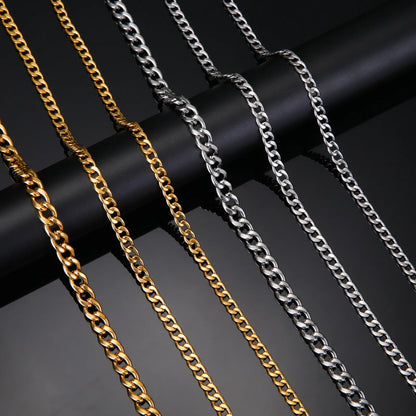 Teamer 3-10mm Wide Men's Cuban Chain Bracelet Women Stainless Steel Gold Color Minimalist Basic Figaro Chain Punk Jewelry Gift
