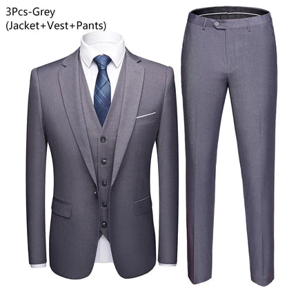 Men Suits For Business Wedding Blazers 2 Pieces 3 Sets Elegant Full Vest Pants Coats 2023 Formal Jackets