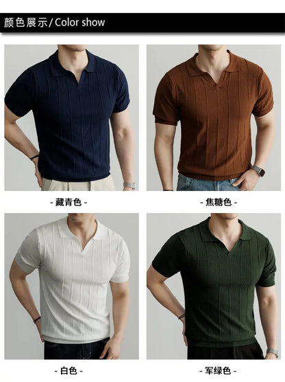 Premium European Knit V-Neck Polo