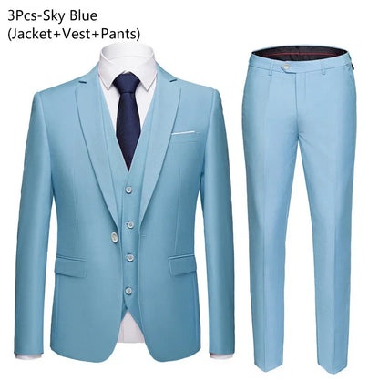 Men Suits For Business Wedding Blazers 2 Pieces 3 Sets Elegant Full Vest Pants Coats 2023 Formal Jackets