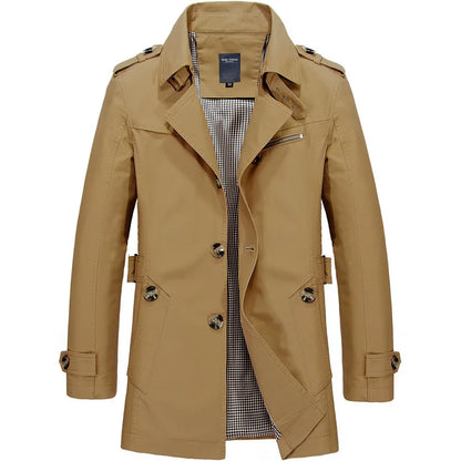 2026 Spring New Men's Army Green Lapel Jacket, Khaki Business Casual Coat, Blue and Black Autumn Windbreaker.