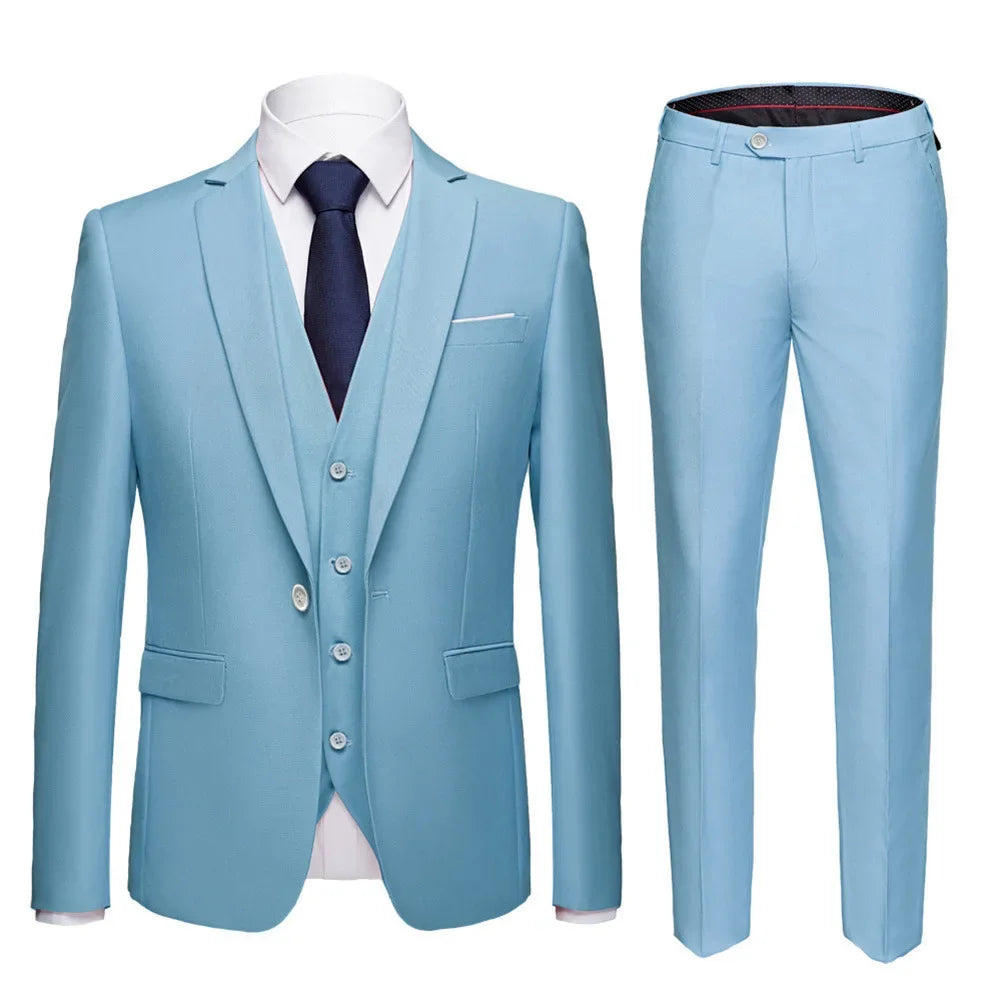Men Suits For Business Wedding Blazers 2 Pieces 3 Sets Elegant Full Vest Pants Coats 2023 Formal Jackets