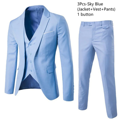 Men Suits For Business Wedding Blazers 2 Pieces 3 Sets Elegant Full Vest Pants Coats 2023 Formal Jackets