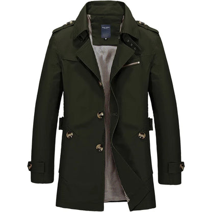 2026 Spring New Men's Army Green Lapel Jacket, Khaki Business Casual Coat, Blue and Black Autumn Windbreaker.