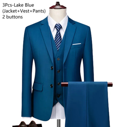 Men Suits For Business Wedding Blazers 2 Pieces 3 Sets Elegant Full Vest Pants Coats 2023 Formal Jackets