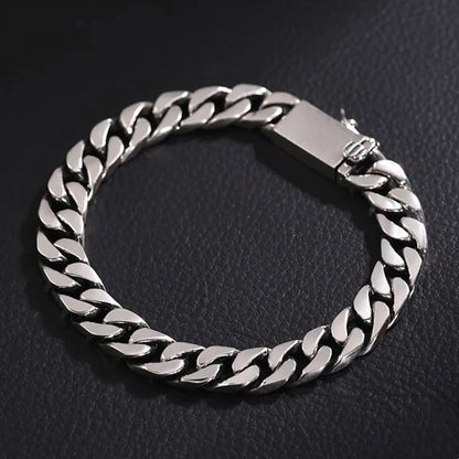 Solid S925 Sterling Silver Bracelet 7MM 8MM 10MM Punk Argent 925 Silver Jewelry Never Fade Men Jewelry Gifts Past Test