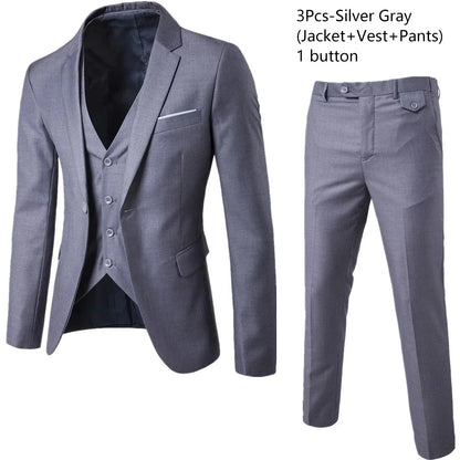 Men Suits For Business Wedding Blazers 2 Pieces 3 Sets Elegant Full Vest Pants Coats 2023 Formal Jackets