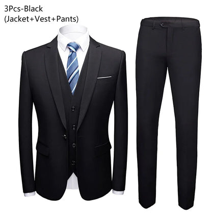Men Suits For Business Wedding Blazers 2 Pieces 3 Sets Elegant Full Vest Pants Coats 2023 Formal Jackets