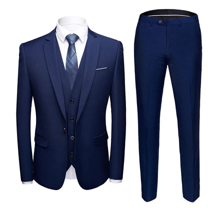 Men Suits For Business Wedding Blazers 2 Pieces 3 Sets Elegant Full Vest Pants Coats 2023 Formal Jackets