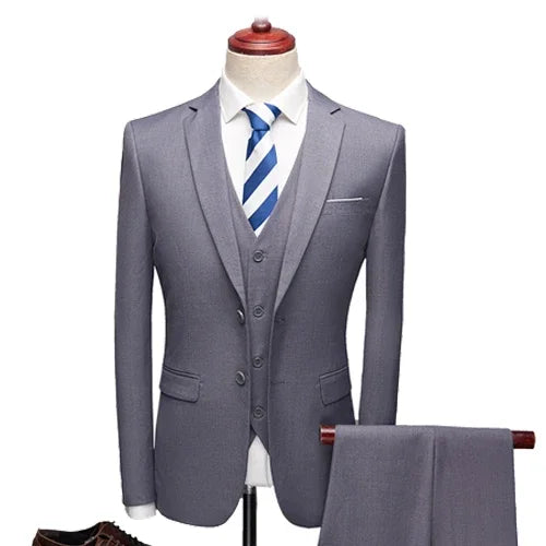 Men Suits For Business Wedding Blazers 2 Pieces 3 Sets Elegant Full Vest Pants Coats 2023 Formal Jackets