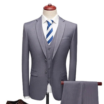 Men Suits For Business Wedding Blazers 2 Pieces 3 Sets Elegant Full Vest Pants Coats 2023 Formal Jackets