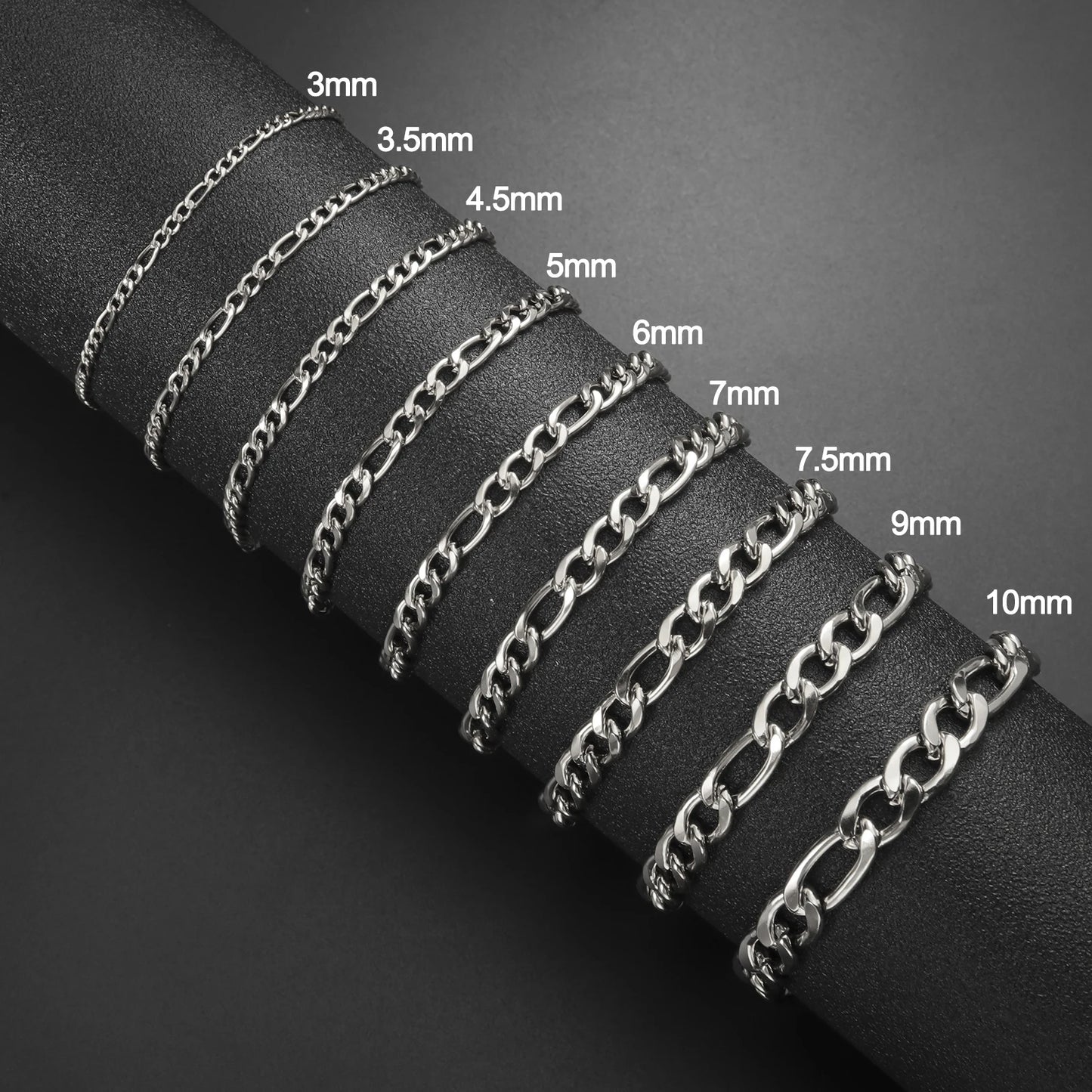 Teamer 3-10mm Wide Men's Cuban Chain Bracelet Women Stainless Steel Gold Color Minimalist Basic Figaro Chain Punk Jewelry Gift