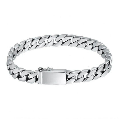Solid S925 Sterling Silver Bracelet 7MM 8MM 10MM Punk Argent 925 Silver Jewelry Never Fade Men Jewelry Gifts Past Test
