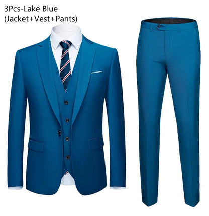 Men Suits For Business Wedding Blazers 2 Pieces 3 Sets Elegant Full Vest Pants Coats 2023 Formal Jackets