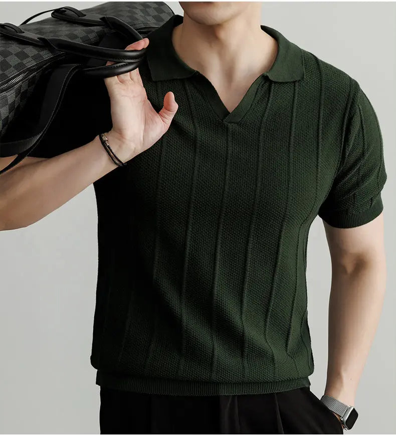 Premium European Knit V-Neck Polo