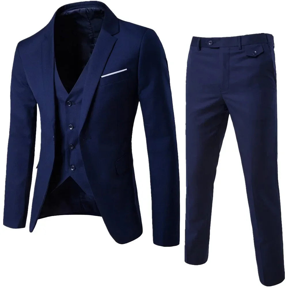 Men Suits For Business Wedding Blazers 2 Pieces 3 Sets Elegant Full Vest Pants Coats 2023 Formal Jackets