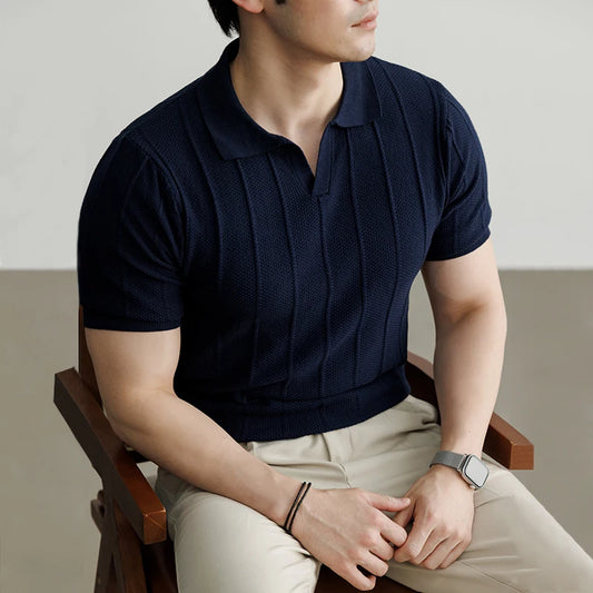 Premium European Knit V-Neck Polo