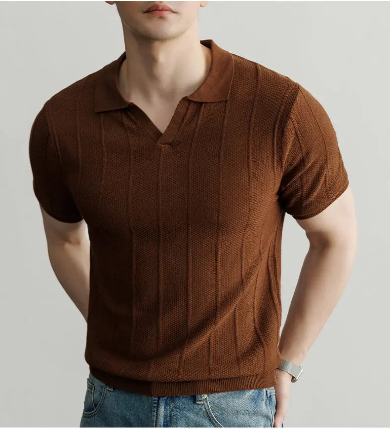 Premium European Knit V-Neck Polo