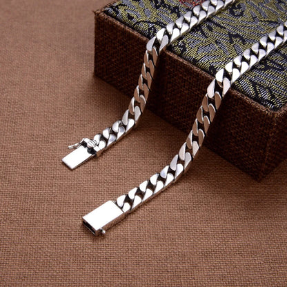 Solid S925 Sterling Silver Bracelet 7MM 8MM 10MM Punk Argent 925 Silver Jewelry Never Fade Men Jewelry Gifts Past Test