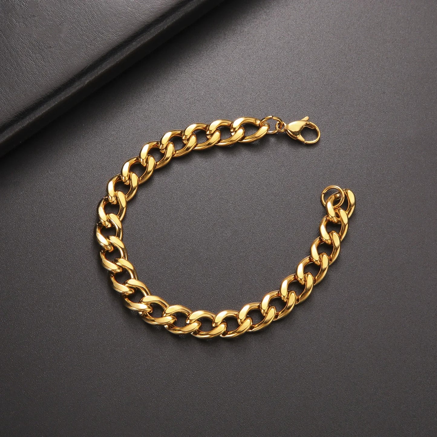 Teamer 3-10mm Wide Men's Cuban Chain Bracelet Women Stainless Steel Gold Color Minimalist Basic Figaro Chain Punk Jewelry Gift